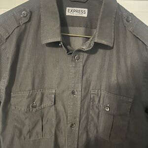 Express Gray Button-Up Shirt